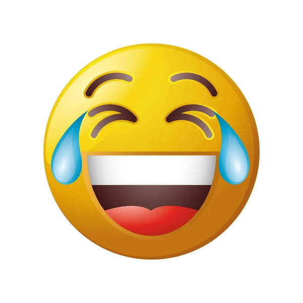 Skrattar emoji på vit bakgrund — Stock vektor