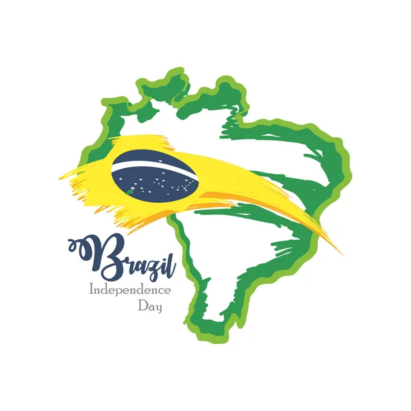 Ημέρα ανεξαρτησίας Βραζιλία ευχετήρια κάρτα εορτασμού — Διανυσματικό Αρχείο