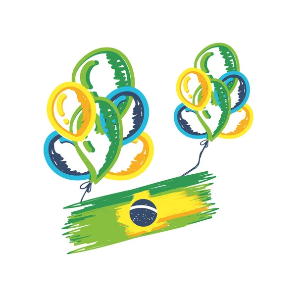 Bandera de Brasil con globos, día de la independencia de Brasil — Archivo Imágenes Vectoriales