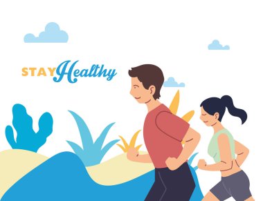 Park vektör tasarımında çalışan kadın ve erkek