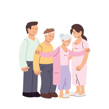 Büyükanne, büyükbaba, kız ve oğul vektör tasarımı