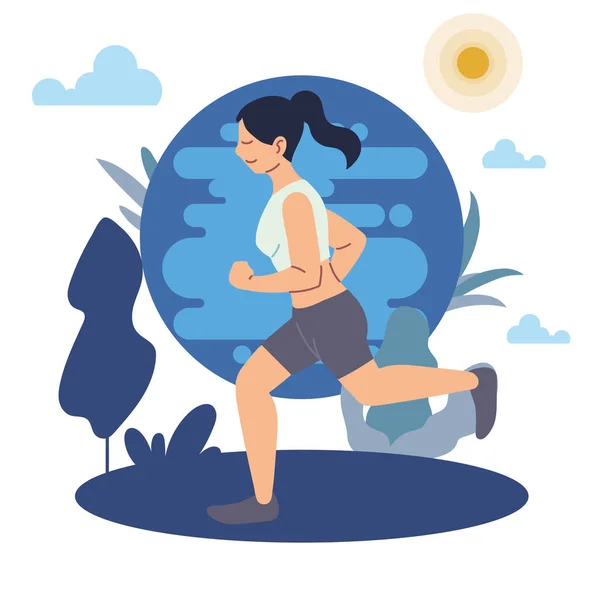 Woman running at park vector design — Stock Vector