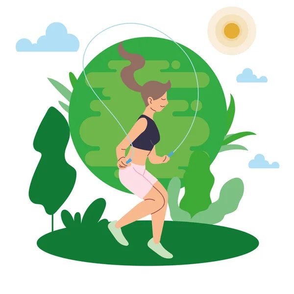 Woman running at park vector design — Stock Vector