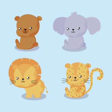 Bebek kartı ve davetiyesi için hayvan seti