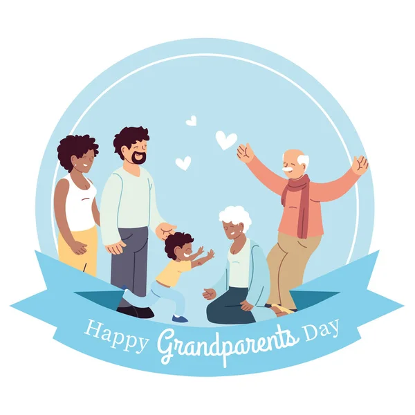 Grandmother grandfather parents and grandson vector design — Stock Vector