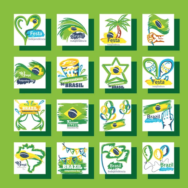 Bundel van braziliaanse onafhankelijkheid dag iconen — Stockvector