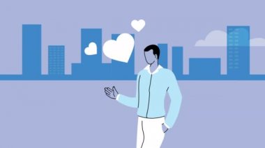 Genç ve çekici bir erkek karakteri. Aşk animasyonu.