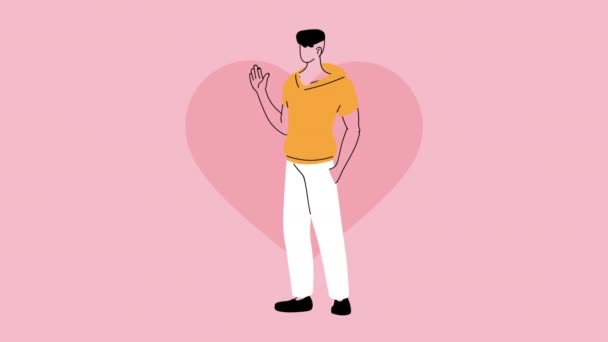 Young attractive man character animated — Stock Video