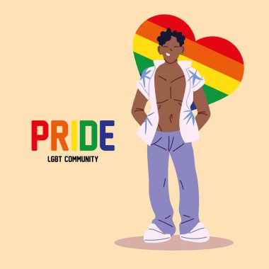siyah adam çizgi filmi lgbti kalp vektör tasarımı ile