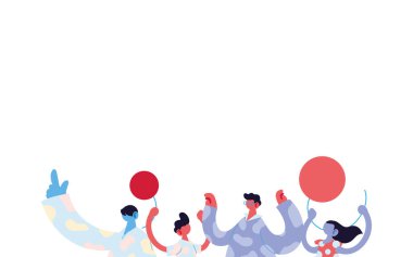 Baba oğul ve kız karikatür balon vektör tasarımı