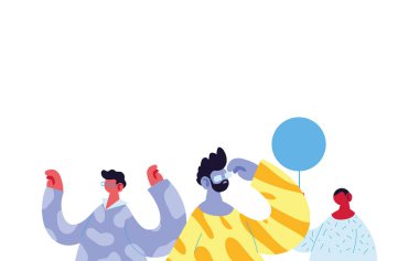 Erkekler balon vektör tasarımlı karikatür avatarları