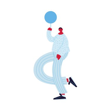 Balon vektör tasarımı ile izole edilmiş Avatar Adam çizgi filmi