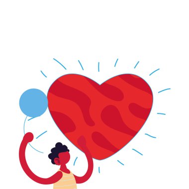 Balon ve kalp vektör tasarımlı çocuk çizgi filmi