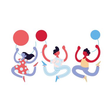 kız ve erkek çizgi film balon vektör tasarımı