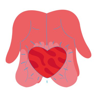 Kalp açık el vektör tasarımı üzerinde