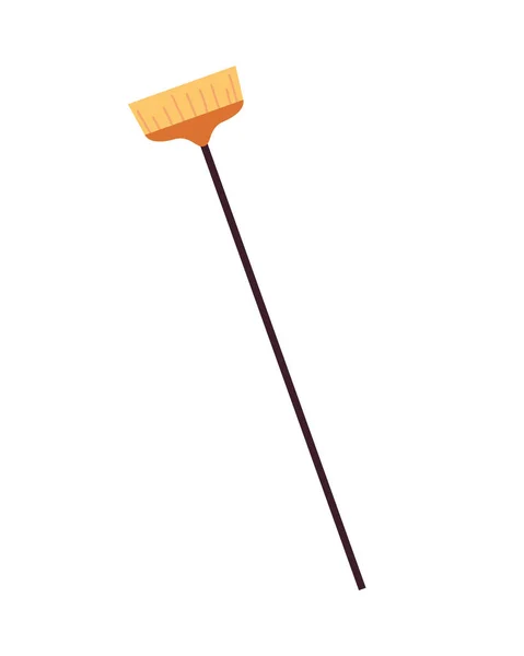 Broom long wooden handle tool for cleaning — стоковый вектор