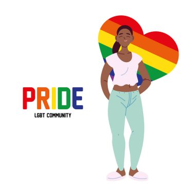 siyah kadın karikatürü lgbti kalp vektör tasarımı