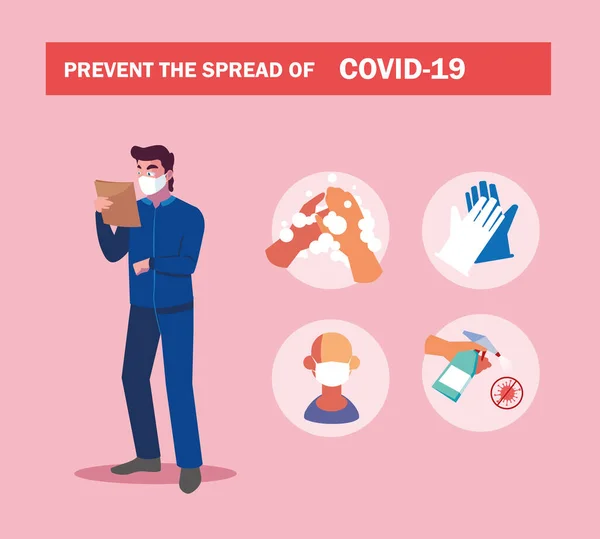 Recommendations to prevent covid in an industry operator — Stock Vector