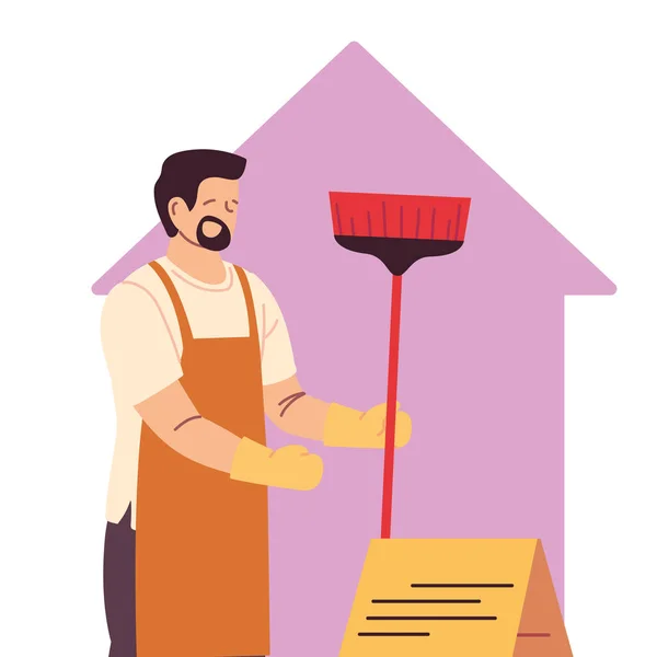 Pulizia della casa lavoro di pulizia della casa — Vettoriale Stock