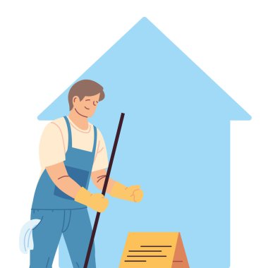 Oda temizlikçisi ev temizliği yapıyor.