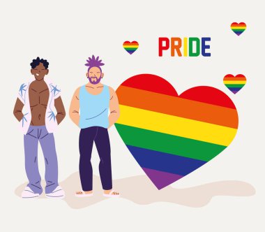 lgbti kalp vektör tasarımlı erkek karikatürleri