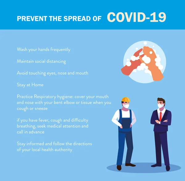 Recommendations to prevent covid in industry operators — Stock Vector