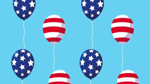 Vereinigte Staaten von Amerika Flaggen in Ballons Helium-Animation — Stockvideo