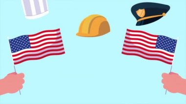 ABD bayrağı ve işçi şapkalarıyla İşçi Bayramı 'nız kutlu olsun.