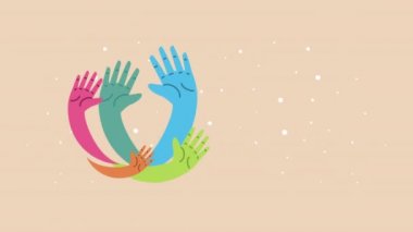 Mutlu uluslararası gençlik günü kutlamaları Renkli ellerle