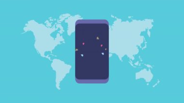 Dünya Gezegeni ve akıllı telefonlu mutlu uluslararası gençlik günü kutlamaları