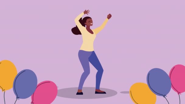 Afro woman dancingn avatar character animation — Stock Video