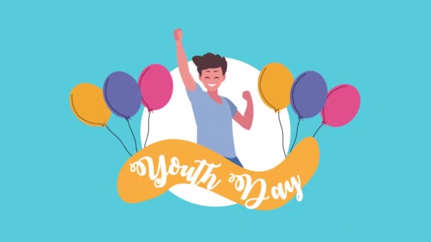 Mutlu uluslararası gençlik günü kutlamaları Renkli ellerle — Stok video