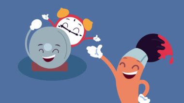 Şirin okul malzemeleri Kawaii çizgi roman karakterleri animasyonu