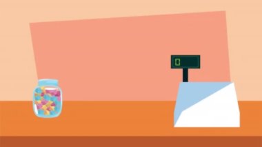 Tatlı kavanozlar şişeler şeker makinesinde