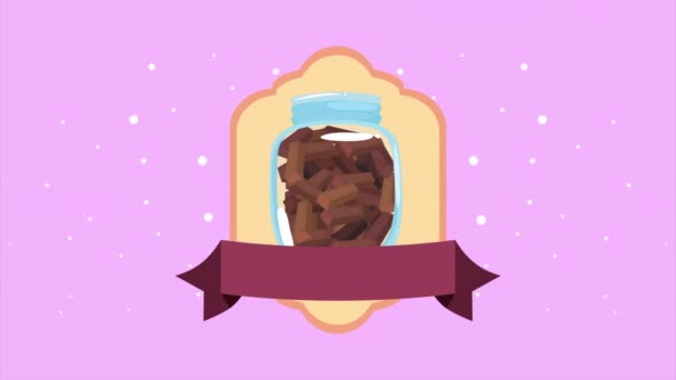 Zoete potten flessen snoepjes pictogrammen — Stockvideo