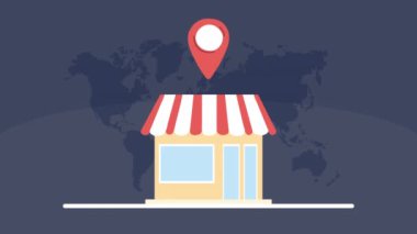 pin konumu canlandırması ile bina cephesi