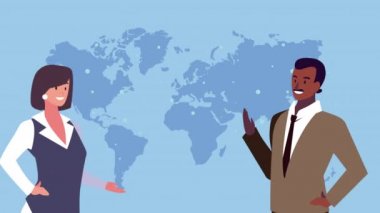 Dünya gezegenindeki genç iş çifti