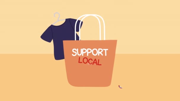 Поддержка местных деловых букв в анимации торговых мешков — стоковое видео