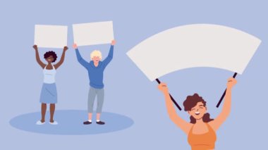 pankartlarla protesto yapan gençler