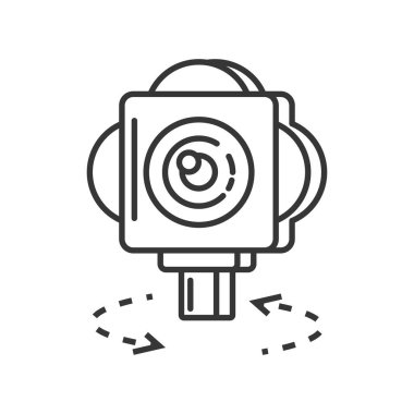 Kamera ikonu 360 derece, sanal tur çizgisi ayrıntılı