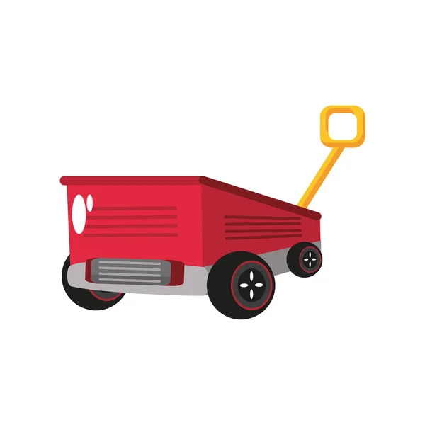 Kleiner roter Wagen, Kinderspielzeug auf weißem Hintergrund — Stockvektor