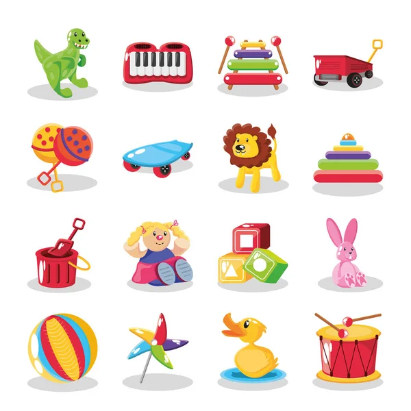 Ensemble d'icônes jouets mignons pour enfants — Image vectorielle