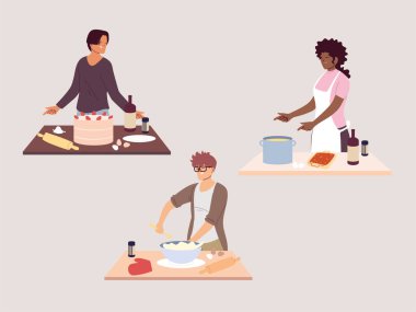 Bir grup insan yemek hazırlıyor.