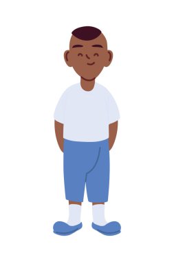 İzole edilmiş siyah çocuk çizgi film vektör tasarımı