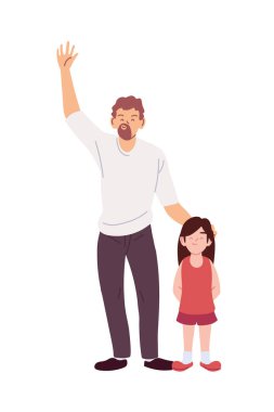 Baba ve kız çizgi film vektör tasarımı