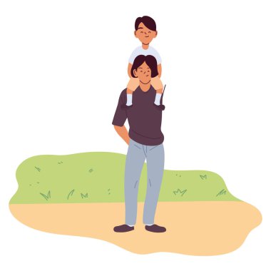 Baba ve oğul çizgi film vektör tasarımı