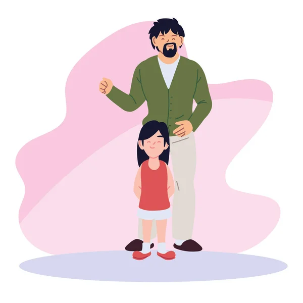 父と娘の漫画ベクトルデザイン — ストックベクタ
