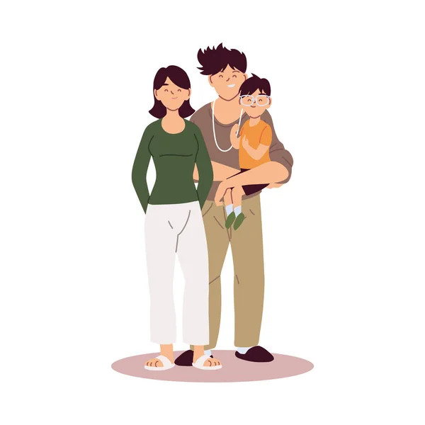 Mother father and son cartoons vector design — Stock Vector