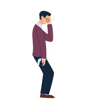 Baş ağrısı vektör tasarımlı iş adamı çizgi filmi