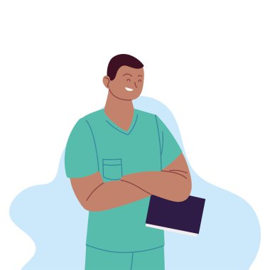 Üniformalı vektör tasarımlı adam doktor